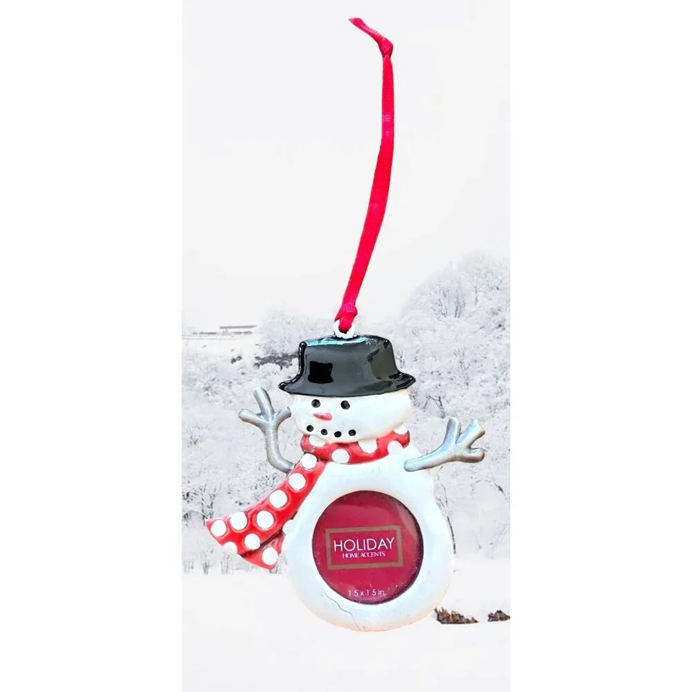 Vintage Snowman Ornament Holiday Home Accents Picture Frame Christmas Valentine